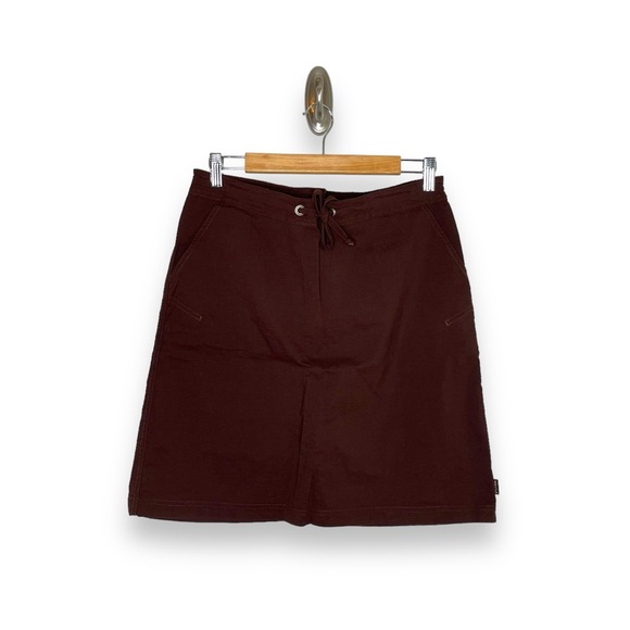 Prana Burgundy Brown Tie Waist Athletic Skirt Large - Picture 1 of 8